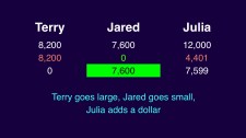Terry large Jared small plus one wrong